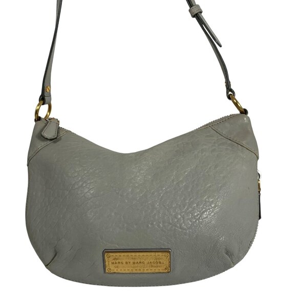 Marc By Marc Jacobs Washed Up Gray Leather Expandable Crossbody Bag Adj Strap - Picture 2 of 12